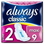 Always Classic Maxi hygienické vložky s křidélky 9 ks – Hledejceny.cz