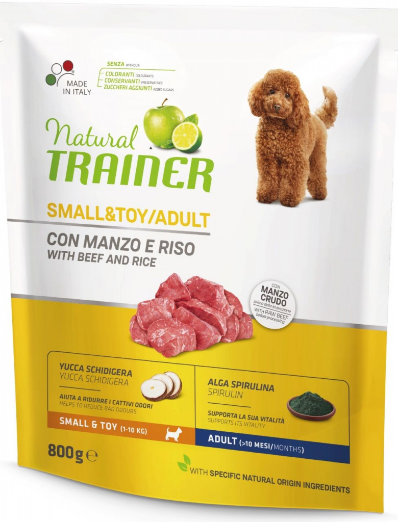 TRAINER Natural Small & Toy Adult Hovězí a rýže 0,8 kg