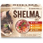 Shelma Cat kuřecí hovězí kachní krůtí 12 x 85 g – Sleviste.cz