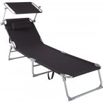 tectake plážové lehátko 4 polohové s polštářem šedá 403413 – Hledejceny.cz