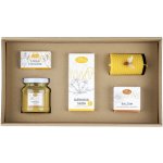 Pleva Pozdrav od včel Propolis v medu 250 g, Mýdla s včelími produkty 3 x 20 g, Balzám na popraskanou pokožku 30 g, semínkové kuličky Louka v kuličce 1 balení6 ks, Svíčka ze včelího výška 6,7 – Zboží Dáma