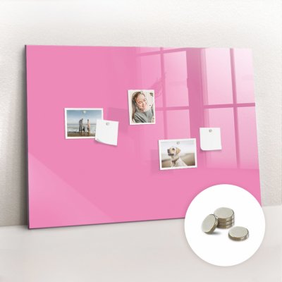 tulup Magnetická Tabule na Zeď Skleněná - Memo Board Kleněnou Přední Stranou - 5 magnetů v balení - 70 x 100 cm - Růžová barva