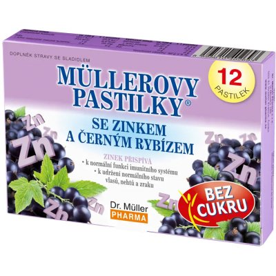 Dr. Müller Müllerovy pastilky se zinkem bez cukru 12 ks