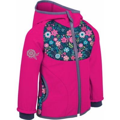 Unuo NEW unuo softshellová bunda s fleecem Květinky fuchsiová NEW softshell jacket printed – Zboží Mobilmania