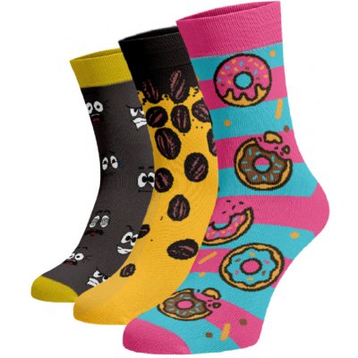 Zvýhodněný set 3 párů vysokých veselých ponožek Čas na kávu Bavlna – Zboží Mobilmania