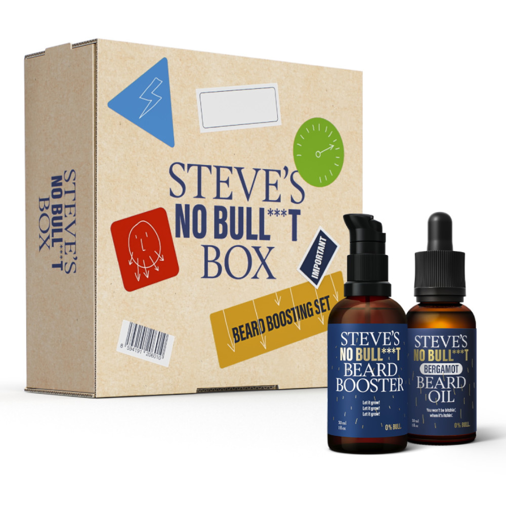 Steve\'s NO BULL***T Company Stevův Beard Boosting Box | Olej na vousy 30 ml | Stevův přípravek na růst vousů 30 ml