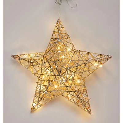 Koopman Vánoční dekorace hvězda železná 20 LED teplá bílá, zlatá, pr. 30 x 8 cm – Hledejceny.cz