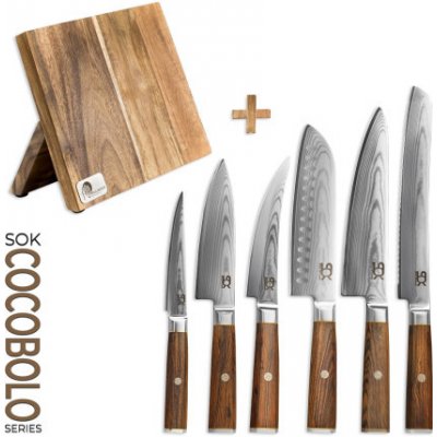 SOK Cocobolo White Damascus 6 ks + magnetický stojánek – Zboží Mobilmania