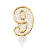 Godan Dortová svíčka číslo 9 zlatá – Zboží Dáma