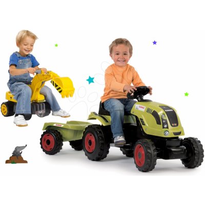 Smoby set traktor Claas Farmer XL s přívěsem a bagr Maxi Power se sedadlem – Zboží Dáma
