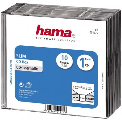 Hama CD BOX SLIM náhradní obal, 10ks/bal, transparentní/černá – Zboží Mobilmania