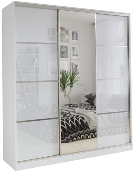 Nejlevnější nábytek Litolaris 180 se zrcadlem bílý lesk