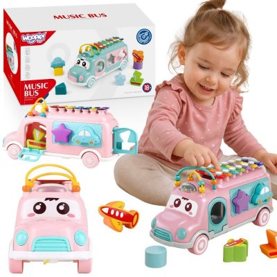 Musical Car Sorter s xylofonem růžový – Zboží Dáma