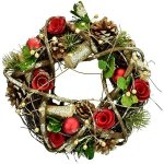 Dommio Věnec s červenými kvítky a šiškami Ø25 cm – Hledejceny.cz