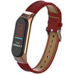 Deveroux Kožený řemínek lichee pro MiBand 3/4 - Červený DEV0021