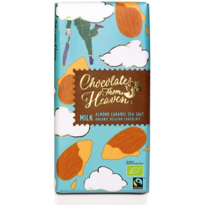 Chocolates From Heaven BIO mléčná s karamelizovanými mandlemi a mořskou solí 39% 100 g – Zboží Mobilmania