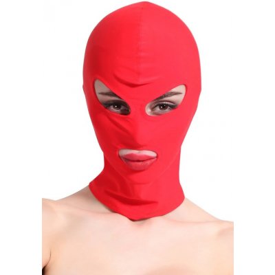 Maska s otvory na oči a ústa v červené barvě