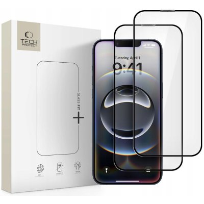 Tech-Protect Glass Fit + 2-Pack iPhone 13 / 13 PRO / 14 / 16E Black 5906302360123 – Zboží Živě