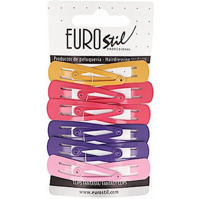 Sponky do vlasů pukačky Eurostil Professional - 5 cm, barevné - 12 ks (07455) – Zboží Dáma