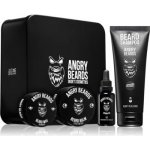 Angry Beards The Traveller olej na vousy 30 ml + balzám na vousy 50 ml + vosk na vousy 30 ml + šampon na vousy 250 ml dárková sada – Zbozi.Blesk.cz