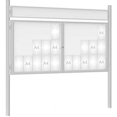 PROCITY Venkovní vitrína model 1000 dvoukřídlá 30 x A4, elox, včetně sloupků a záhlaví | Zboží Auto