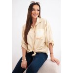 Kesi Dámská bavlněná košile s pruhy a jeansovým vázáním Žlutá – Zboží Dáma