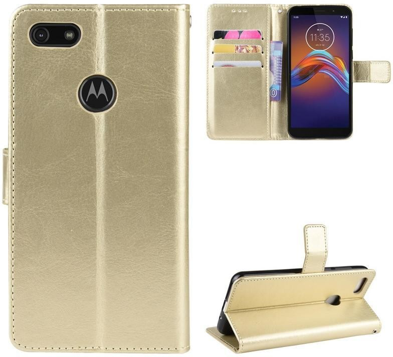 Pouzdro Crazy PU kožené peněženkové Motorola Moto E6 Play - zlaté