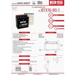 BS-Battery BTX16-BS-1