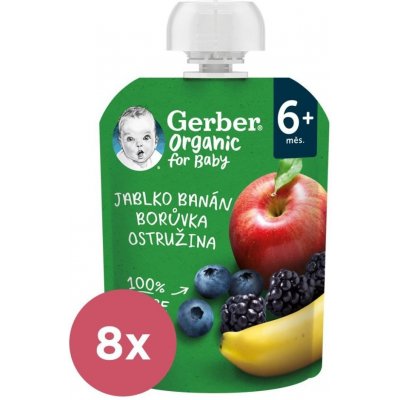 Gerber Organic kapsička jablko banán borůvka a ostružina 90 g – Zboží Mobilmania