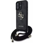 Guess PU 4G Metal Logo Crossbody Popruh pro iPhone 16 Black – Sleviste.cz