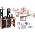 Smoby Set kuchynka moderná Loft Industrial Kitchen a domček pre bábiku trojkrídlový s nočnou lampičkou SM312600-27 – Zboží Mobilmania