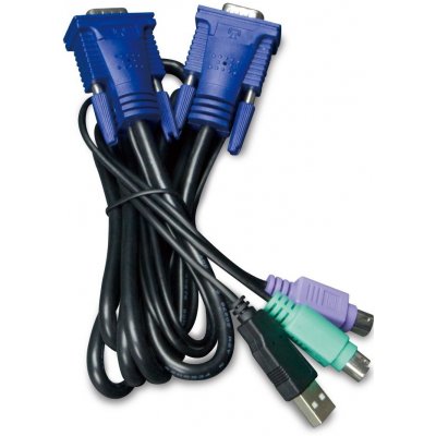 Kabel PLANET KVM-KC1-3 Kabel, KB/Video/Mouse, s USB pro KVM řady 210, integrovaný převodník USB-PS/2 KVM-KC1-3