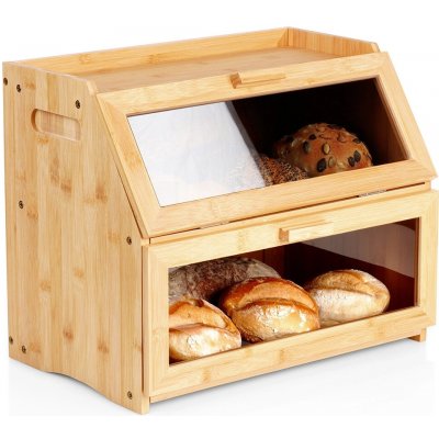 dvouúrovňový bambusový chlebník 39 × 25 × 32 cm – Zbozi.Blesk.cz