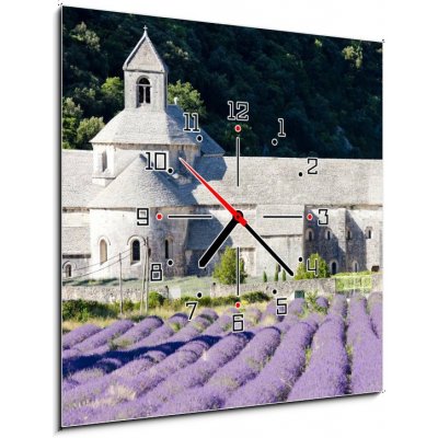 Obraz s hodinami 1D - 50 x 50 cm - Senanque abbey with lavender field, Provence, France Senanque opatství s levandulem pole, Provence, Francie – Zbozi.Blesk.cz