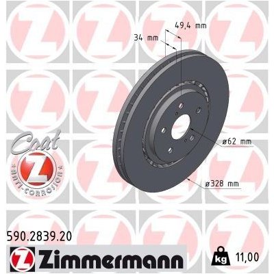 Brzdový kotouč ZIMMERMANN 590.2839.20 | Zboží Auto