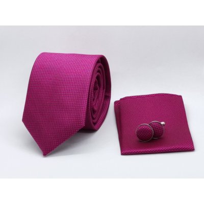 Decofashion sada s jemnou aplikací- kravata kapesníček a manžetové knoflíčky fuchsiová – Zboží Mobilmania