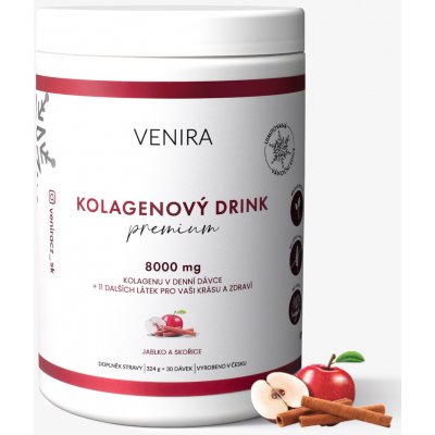 Venira Premium Vánoční kolagenový drink pro vlasy, nehty a pleť, jablko a skořice, 30 dávek, 324 g – Hledejceny.cz