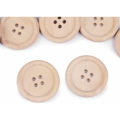 Dřevěný knoflík čtyřdírkový velikost 48" Varianta: přírodní sv., Balení: 10 ks – Hledejceny.cz