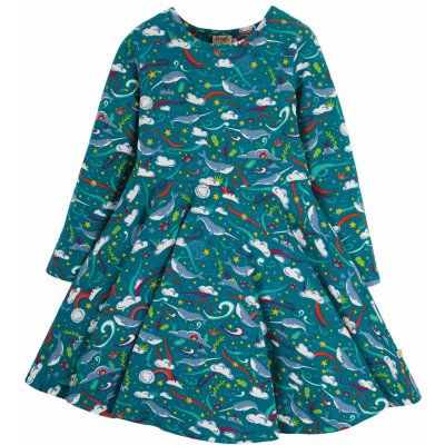 Frugi dívčí šaty s dlouhým rukávem Velryby a kosmická vlna