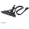 PC kabel AKASA - USB 3.1 gen 2 typ C a 2xTyp A 3.0 záslepka - AK-CBUB52-50BK