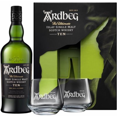 Ardbeg 10y 46% 0,7 l (dárkové balení 2 sklenice) – Hledejceny.cz