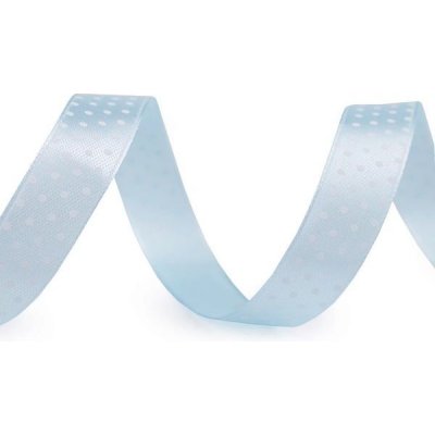 Stuha 15mm saténová s puntíky modrá světlá – Zboží Dáma