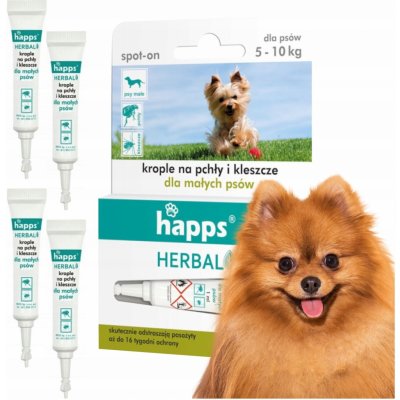 HAPPS Bylinné kapky proti blechám a klíšťatům pro malé psy 5-10 kg – Sleviste.cz