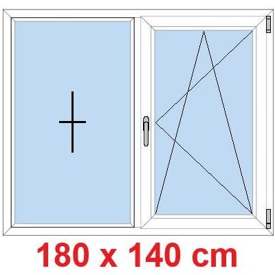 Soft Dvoukřídlé plastové okno 180x140 cm, FIX+OS, Antracit struktura/bílá – Sleviste.cz