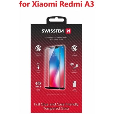 SWISSTEN FULL GLUE, COLOR FRAME, CASE FRIENDLY PRO XIAOMI REDMI A3 ČERNÉ 8595217486942 – Zboží Živě