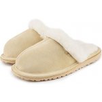 Vlnka dámské kožené pantofle s ovčí vlnou Marie béžová – Zboží Dáma