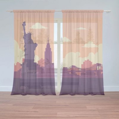 Sablio Záclony New York Socha svobody Art: 2ks 150x250cm – Hledejceny.cz