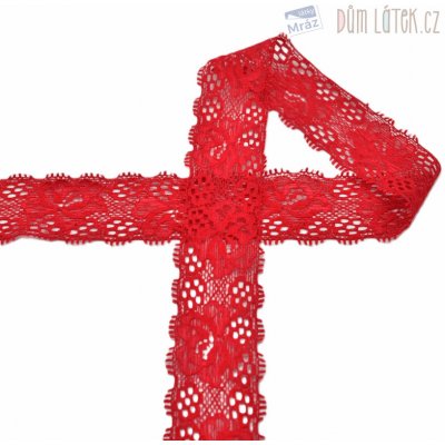 Elastická krajka červená, 30 mm – Sleviste.cz
