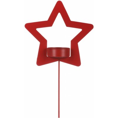 Svícen kovový ve tvaru hvězdy zápich na čajovou svíčku matná červená CP151098-CERVENA – Zboží Mobilmania