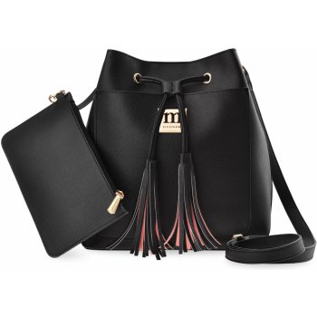 Monnari dámská kabelka městská taška pytel shopper s kovovou sponou a boho třásněmi- černá